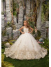 Gold Lace Ivory Tulle Floor Length Flower Girl Dress